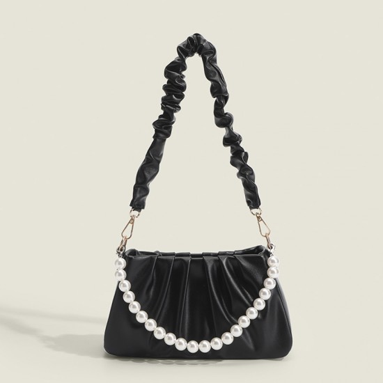 Small and exclusive design new style women's bag high-end pearl solid color underarm bag cloud pleated bag trendy single shoulder crossbody bag Small and exclusive design new style women's bag high-end pearl solid color underarm bag cloud pleated bag trendy single shoulder crossbody bag