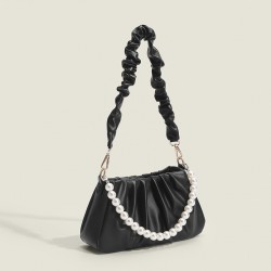 Small and exclusive design new style women's bag high-end pearl solid color underarm bag cloud pleated bag trendy single shoulder crossbody bag