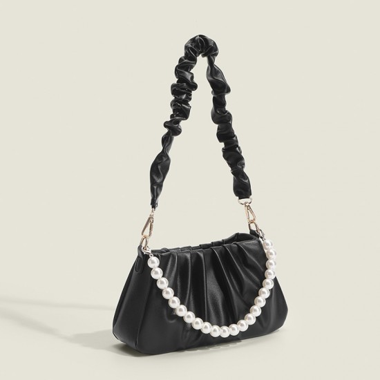 Small and exclusive design new style women's bag high-end pearl solid color underarm bag cloud pleated bag trendy single shoulder crossbody bag Small and exclusive design new style women's bag high-end pearl solid color underarm bag cloud pleated bag trendy single shoulder crossbody bag