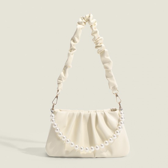 Small and exclusive design new style women's bag high-end pearl solid color underarm bag cloud pleated bag trendy single shoulder crossbody bag Small and exclusive design new style women's bag high-end pearl solid color underarm bag cloud pleated bag trendy single shoulder crossbody bag