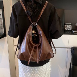 Trendy and fashionable backpack with leather straps, large capacity casual backpack for women in 2023, versatile single shoulder bag with trendy design