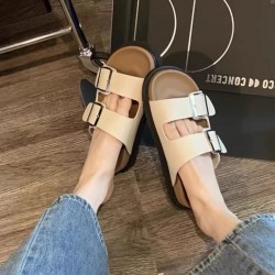 2024 spring/summer new fashion thick-soled versatile high-heeled wedge sandals, transparent one-strap outdoor sandals for women