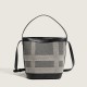 2023 new style women's bag fashionable high-end style patchwork bucket bag simple handbag versatile grid crossbody bag