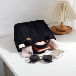 This year's new style Japanese-style simple handbag with large capacity, versatile single shoulder crossbody canvas bag, large capacity multi-layered women's bag