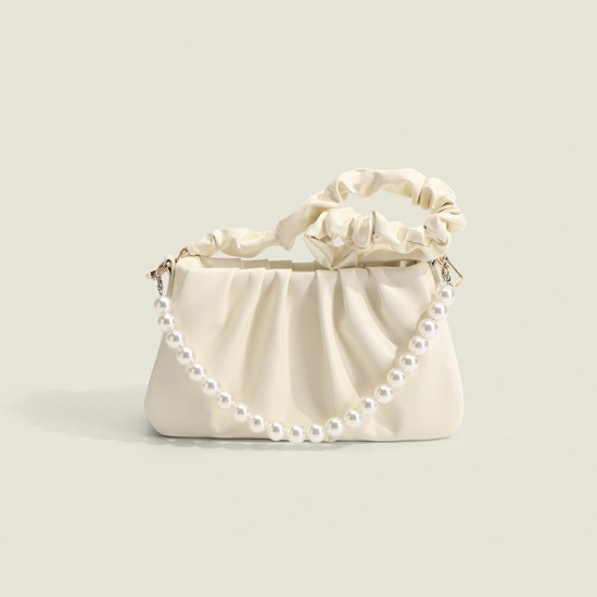 Small and exclusive design new style women's bag high-end pearl solid color underarm bag cloud pleated bag trendy single shoulder crossbody bag Small and exclusive design new style women's bag high-end pearl solid color underarm bag cloud pleated bag trendy single shoulder crossbody bag