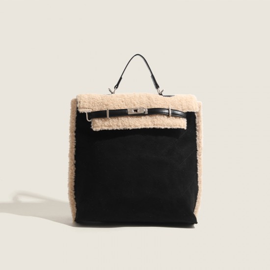 Spring and Summer Retro Large Capacity Dual Shoulder Bag 2024 New Style Stylish and Versatile Backpack Simple and Luxurious Fur Patterned Women's Bag Spring and Summer Retro Large Capacity Dual Shoulder Bag 2024 New Style Stylish and Versatile Backpack Simple and Luxurious Fur Patterned Women's Bag