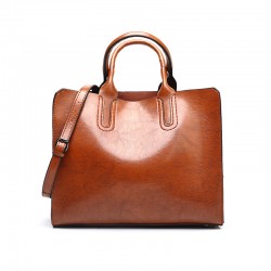 2023 new style bags women large capacity business handbag fashionable waxed leather pure color tote bag single shoulder crossbody bag