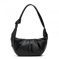 European and American fashion large-capacity retro soft leather dumpling bag, with pleated and laid-back style, for casual and versatile use, with a single shoulder strap and hanging strap for easy carrying.