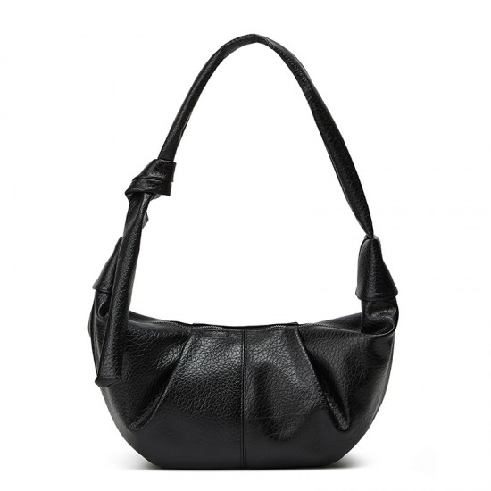 European and American fashion large-capacity retro soft leather dumpling bag, with pleated and laid-back style, for casual and versatile use, with a single shoulder strap and hanging strap for easy carrying. European and American fashion large-capacity retro soft leather dumpling bag, with pleated and laid-back style, for casual and versatile use, with a single shoulder strap and hanging strap for easy carrying.