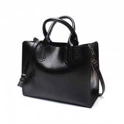 2023 new style bags women large capacity business handbag fashionable waxed leather pure color tote bag single shoulder crossbody bag