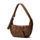 European and American fashion large-capacity retro soft leather dumpling bag, with pleated and laid-back style, for casual and versatile use, with a single shoulder strap and hanging strap for easy carrying. European and American fashion large-capacity retro soft leather dumpling bag, with pleated and laid-back style, for casual and versatile use, with a single shoulder strap and hanging strap for easy carrying.
