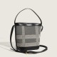 2023 new style women's bag fashionable high-end style patchwork bucket bag simple handbag versatile grid crossbody bag