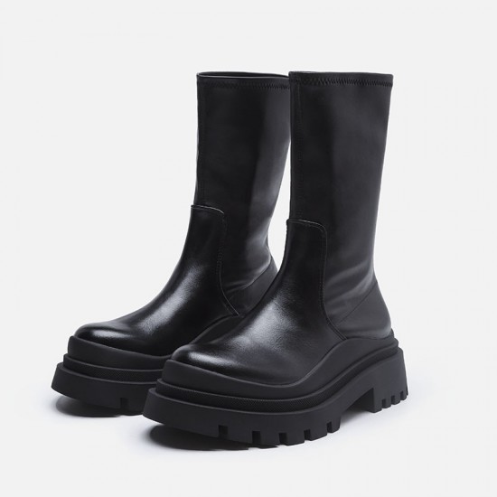 Women's sheepskin retro one-buckle chunky heel high-heeled shoes, spring square-toe Mary Jane shoes, thick-soled, single shoes Women's sheepskin retro one-buckle chunky heel high-heeled shoes, spring square-toe Mary Jane shoes, thick-soled, single shoes